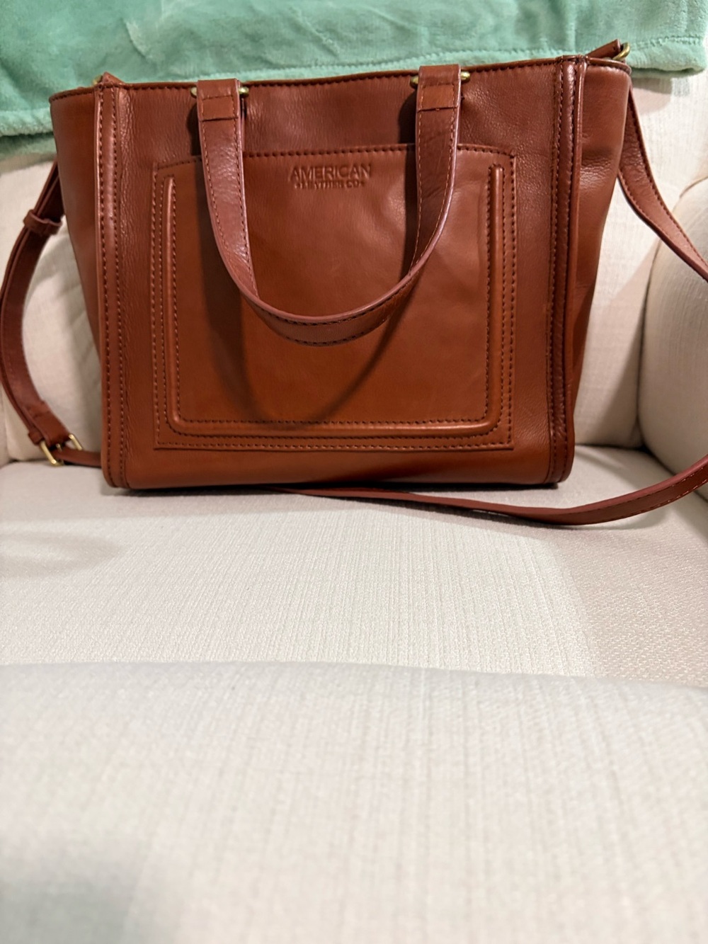 American Leather Co. Bayberry Brown Leather Tote with Crossbody